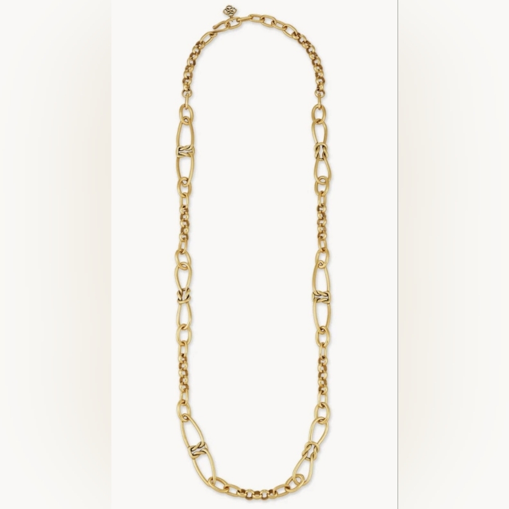 Kendra Scott Fallyn Long Strand Necklace Vintage Gold Tone Chunky Chain